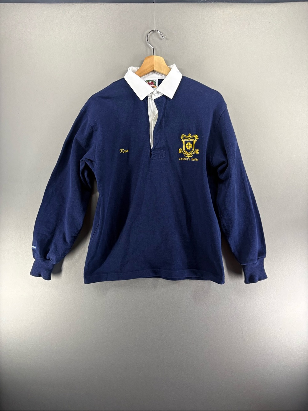 Vintage Barbarian Rugby Shirt Mens Small Blue Heavy Cotton Long Sleeve